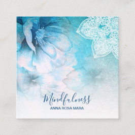 Cartão De Visita Quadrado *~* Meditação Yoga Mandala Reiki Glitter Floral