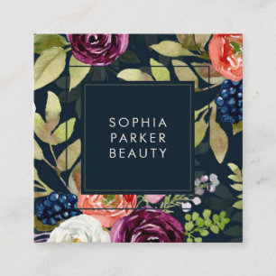 Cartão De Visita Quadrado Meios florais do Social do teste padrão   de Boho