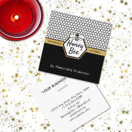 Cartão De Visita Quadrado Mel Moderno Abelha Apiária Amarelo Negro