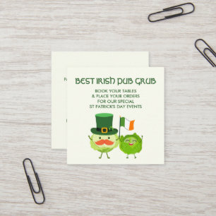 Cartão De Visita Quadrado MELHOR COMIDA DE PUB IRLANDÊS Repolho Kawaii Dia d