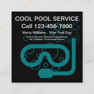 Cartão De Visita Quadrado Melhor Serviço de Piscina Moderno