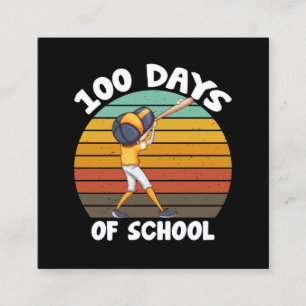 Cartão De Visita Quadrado Meninos 100 Dias De Escola Meninos Dia 100 Beisebo
