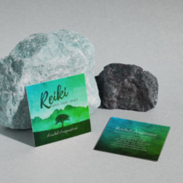 Cartão De Visita Quadrado Mestre de Reiki Natural Instrutor de Meditação de 