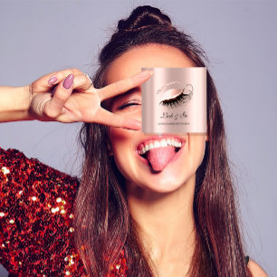 Cartão De Visita Quadrado Microblad de Extensão do Artista de Makeup Cor-de-