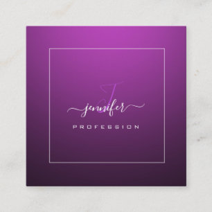 Cartão De Visita Quadrado Mídia social do Monograma roxo preto-e-branco
