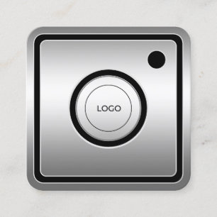 Cartão De Visita Quadrado Mídia social inspirada em metal falso