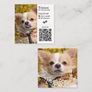 Cartão De Visita Quadrado Mídia Social Personalizada QR de Foto Dupla