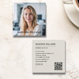Cartão De Visita Quadrado Mídia Social QR de Foto Personalizada Profissional