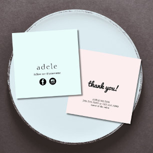 Cartão De Visita Quadrado Mídia social rosa azul moderna me siga