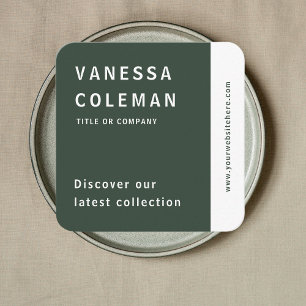 Cartão De Visita Quadrado Mídia Social Verde do Código Qr Profissional