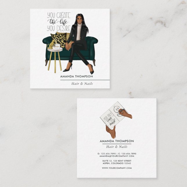 Cartão De Visita Quadrado Millionaire Mindset Interior Designer (Frente/Verso)