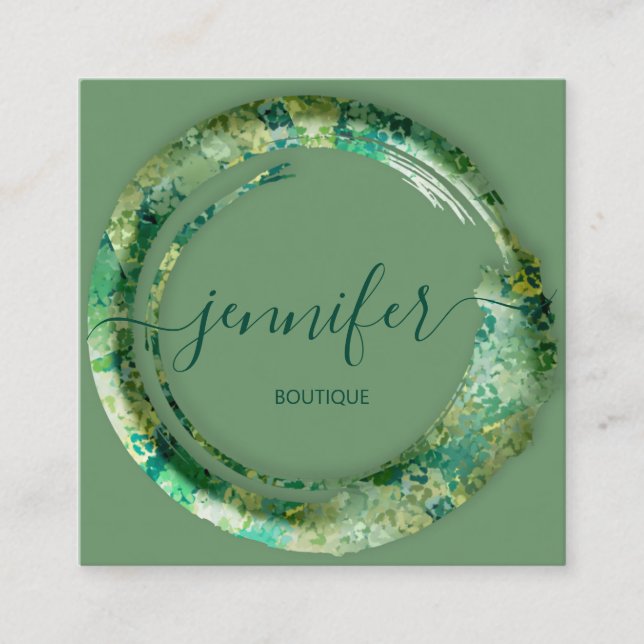 Cartão De Visita Quadrado Mimetic Camouflage Abstrato Fashion Woodland (Frente)