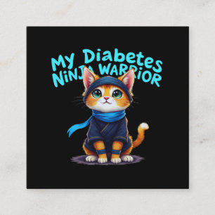 Cartão De Visita Quadrado Minha Diabetes Ninja Warrior é forte