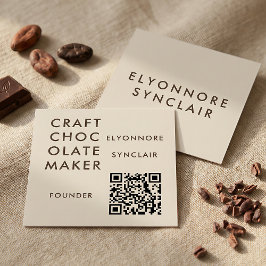 Cartão De Visita Quadrado Minimal Modern Craft Chocolate Maker Qr Code