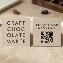 Cartão De Visita Quadrado Minimal Modern Craft Chocolate Maker Qr Code