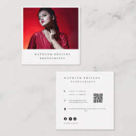 Cartão De Visita Quadrado Minimal moderno Código Qr de foto do fotógrafo