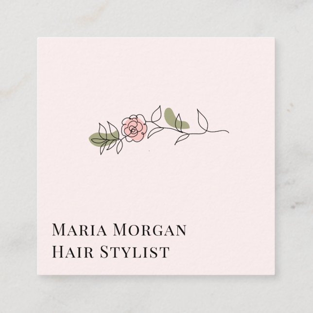 Cartão De Visita Quadrado Minimal Rose Hair Stylist Business Card | Elegant  (Verso)
