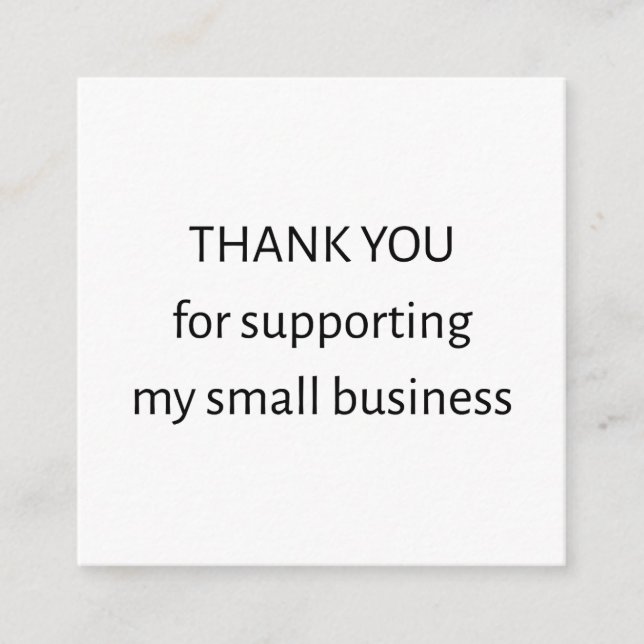 Cartão De Visita Quadrado Minimal Small Business Thank You Business Card (Frente)