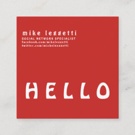 Cartão De Visita Quadrado Minimalismo corajoso simples bonito do vermelho