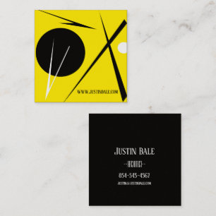 Cartão De Visita Quadrado Minimalismo Moderno Arte Abstrata Amarelo Preto Br