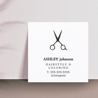 Cartão De Visita Quadrado Minimalist Bold Black White Hair Salon