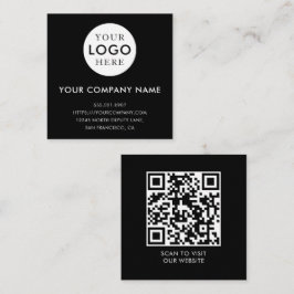Cartão De Visita Quadrado Minimalist Logo Professional Black QR Code