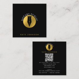 Cartão De Visita Quadrado Minimalist Notary Service Signing Agent Logo Gold