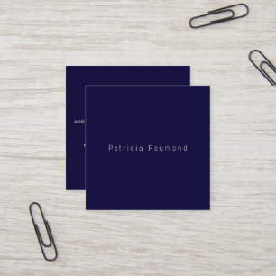 Cartão De Visita Quadrado Minimalista azul-fundo simples