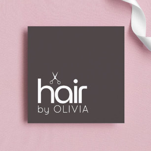 Cartão De Visita Quadrado Minimalista Cinza Escuro Branco Ousado Salão Cabel