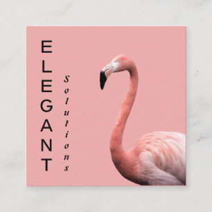 Cartão De Visita Quadrado Minimalista de Flamingo Rosa Moderno