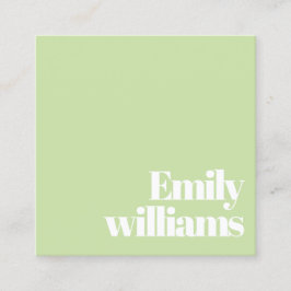 Cartão De Visita Quadrado Minimalista Moderno Artista de Maquiagem Verde Sál