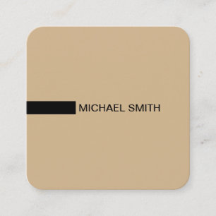 Cartão De Visita Quadrado Minimalista Moderno Elegante Tan & Black