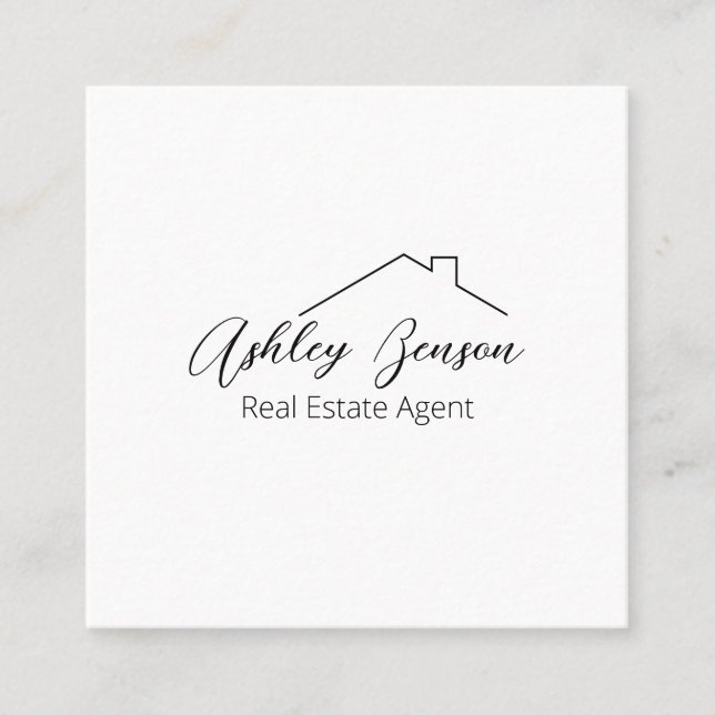 Cartão De Visita Quadrado Minimalista | Quadrado | Código QR (Frente)