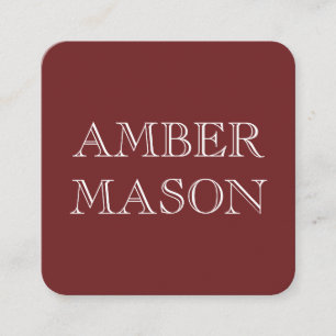 Cartão De Visita Quadrado Minimalista simples do texto clássico