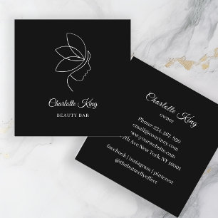 Cartão De Visita Quadrado Mínimo, Beleza, Logotipo, Arte em Linha, Salão