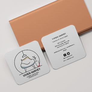 Cartão De Visita Quadrado Mínimo Chic - Mobiliário de Preparação e Decor Dom