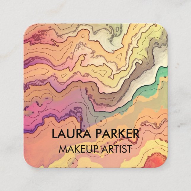 Cartão De Visita Quadrado Mínimo de Arte de abstrato de Aquarela (Frente)