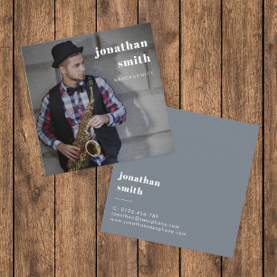 Cartão De Visita Quadrado Mínimo de Músico Profissional de Fotos Personaliza