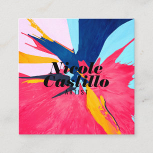 Cartão De Visita Quadrado Mínimo de pintura de abstrato cor-de-rosa moderna