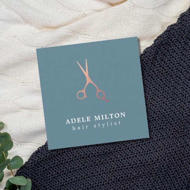 Cartão De Visita Quadrado Mínimo Elegante Bose Dourada Hairstylist (Criador carregado)