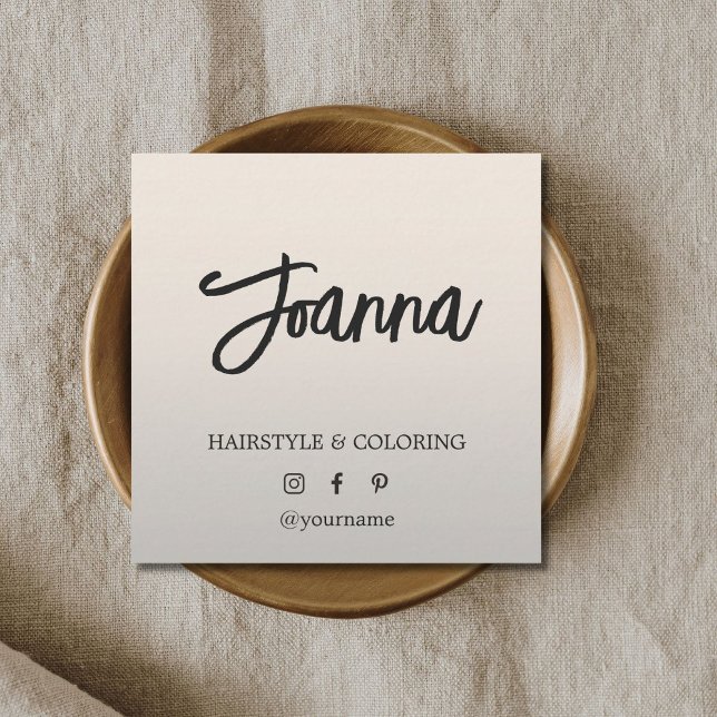 Cartão De Visita Quadrado Mínimo Elegante Faux Metal Bold Hairdresser (Criador carregado)