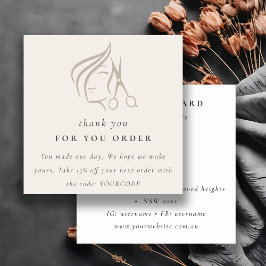 Cartão De Visita Quadrado Mínimo Hairstylist Tesoura de Cabelo de Marfim Obr