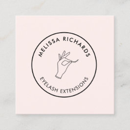 Cartão De Visita Quadrado Mínimo - Mão e traços - Logotipo do círculo, cor-d