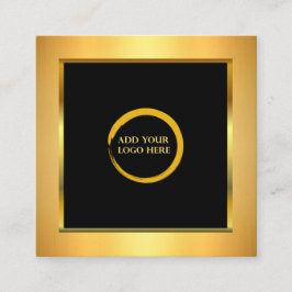 Cartão De Visita Quadrado Mínimo moderno ouro preto simples adicione seu log