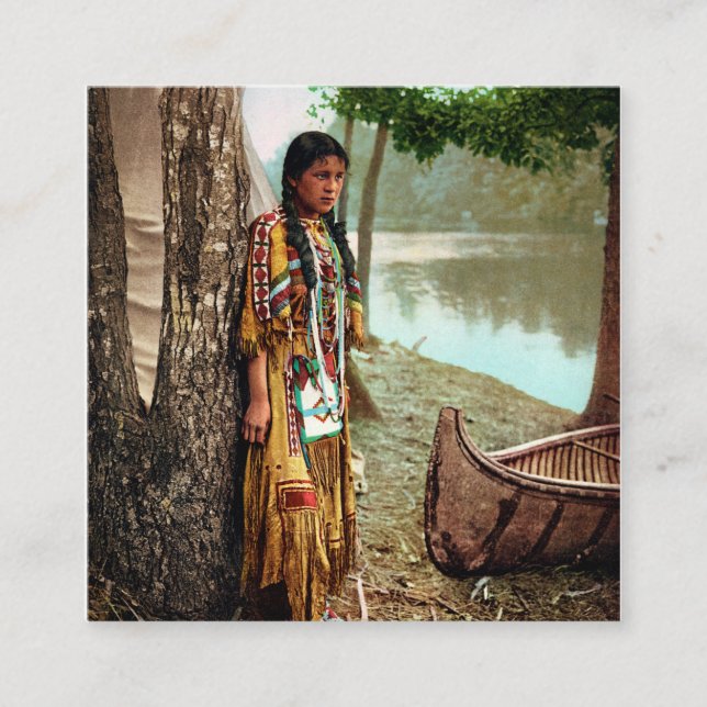 Cartão De Visita Quadrado Minnehaha - Americano Nativo Hiawatha 1904 (Frente)