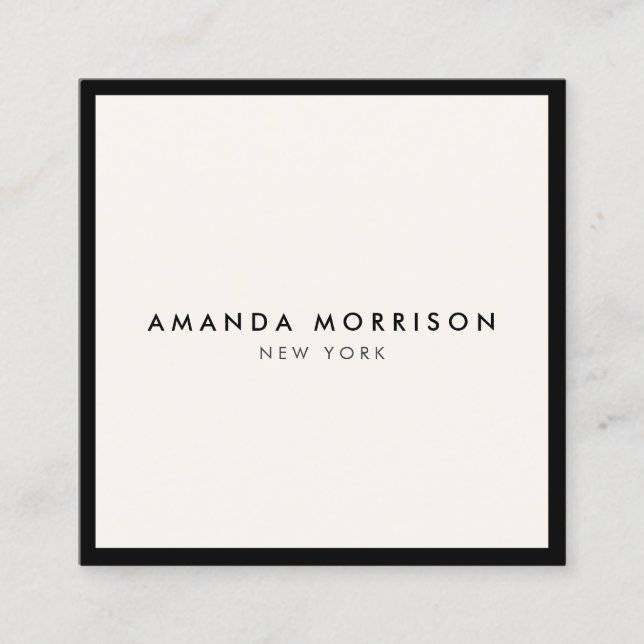 Cartão De Visita Quadrado Minúsculo luxo Boutique Black/Ivory (Frente)