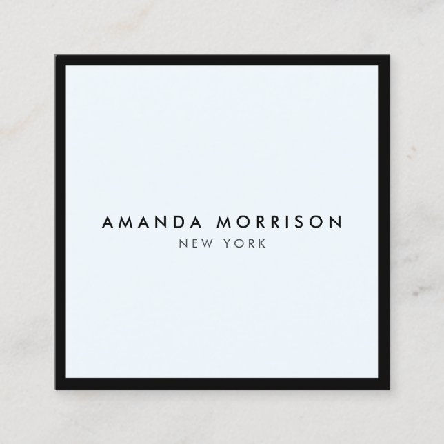 Cartão De Visita Quadrado Minúsculo luxo preto/pastel azul (Frente)