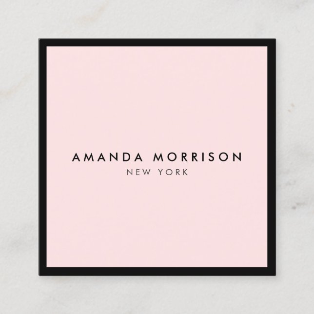 Cartão De Visita Quadrado Minúsculo luxo preto/rosa (Frente)