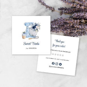 Cartão De Visita Quadrado Mixer Azul Obrigado