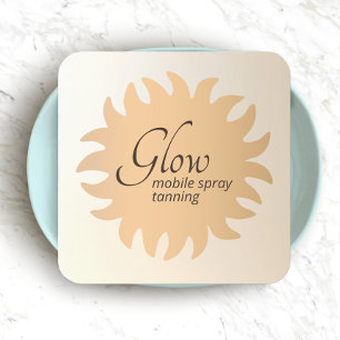 Cartão De Visita Quadrado Mobile Spray Tan Cobre Sun Rays Quadrado Business 